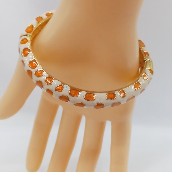 KJL Kenneth Jay Lane clamper bracelet giraffe animal print enamel - Picture 2 of 8